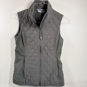 Athleta Rock Springs Quilted Vest Womens Small Brown Green Puffer Lined Filled